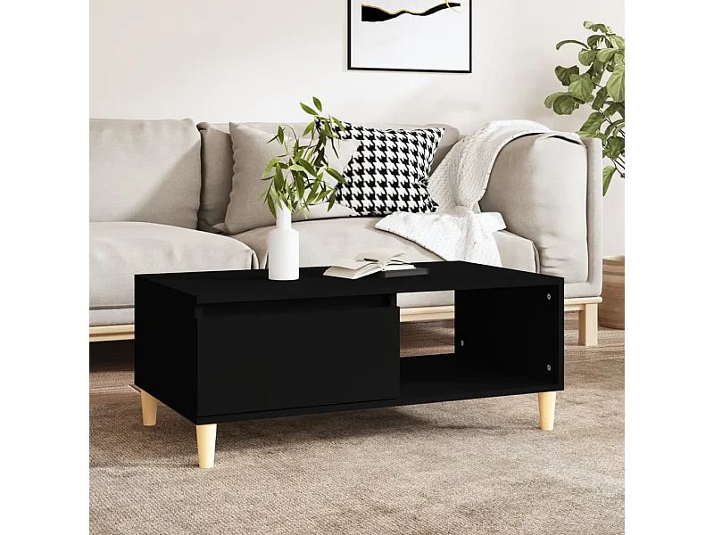 Table basse Noir 90x50x36,5 cm Bois d'ingénierie