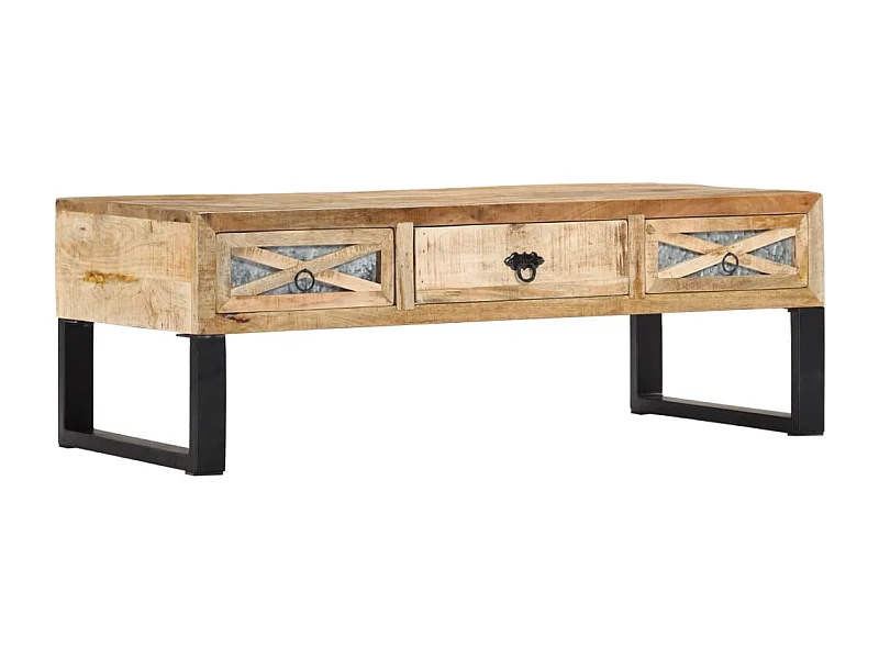 Mesa de centro de madera maciza de mango 110x50x38 cm