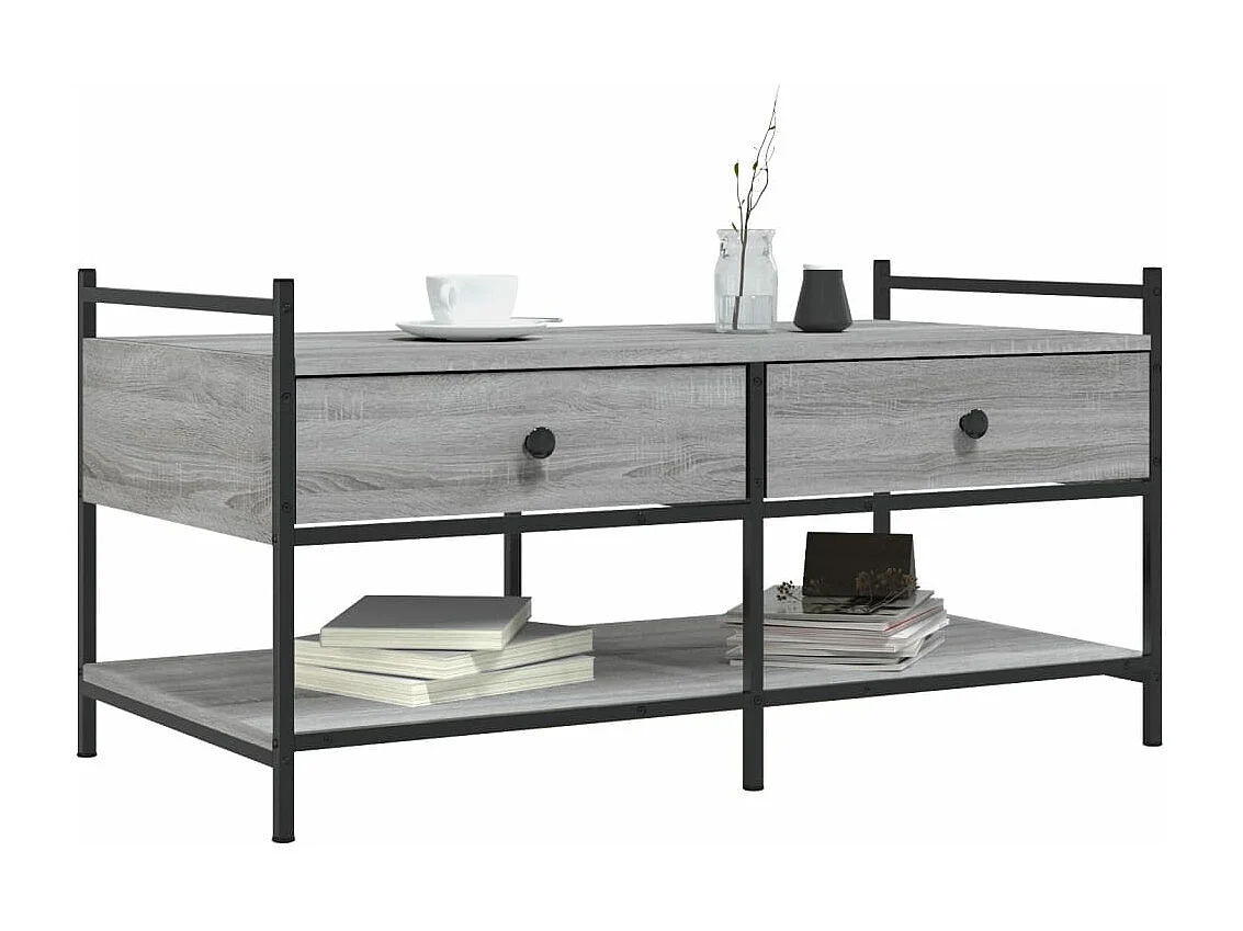 Salontafel 99x50x50 cm bewerkt hout grijs sonoma eikenkleurig