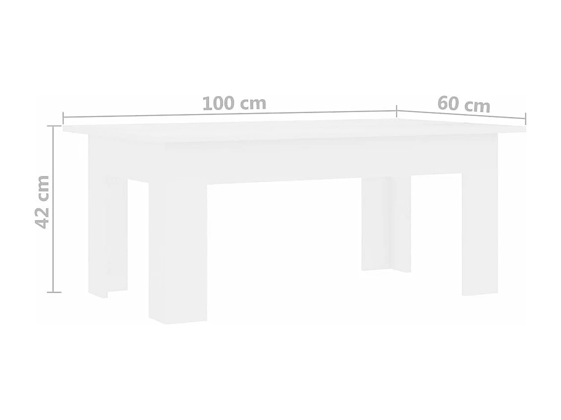 Table basse Blanc 100x60x42 cm Bois d'ingénierie