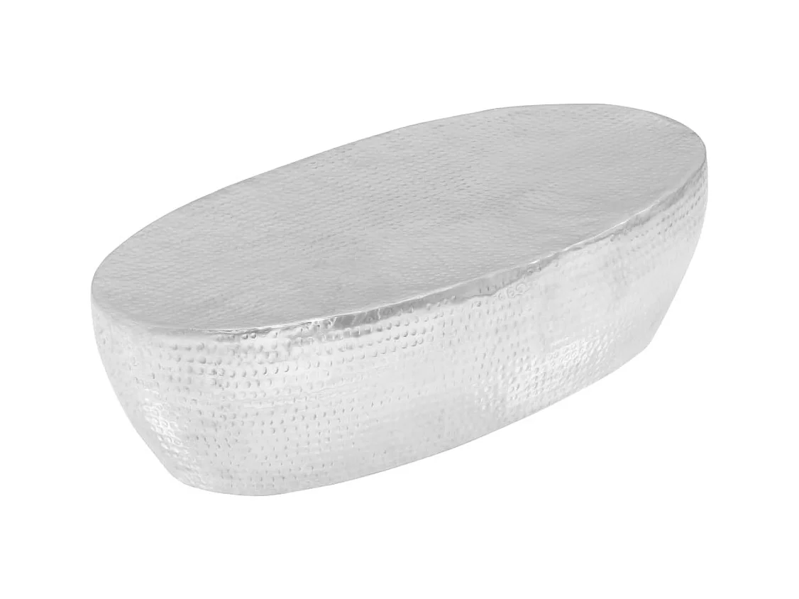 Table basse martelée Argenté 100 x 50 x 28 cm Aluminium
