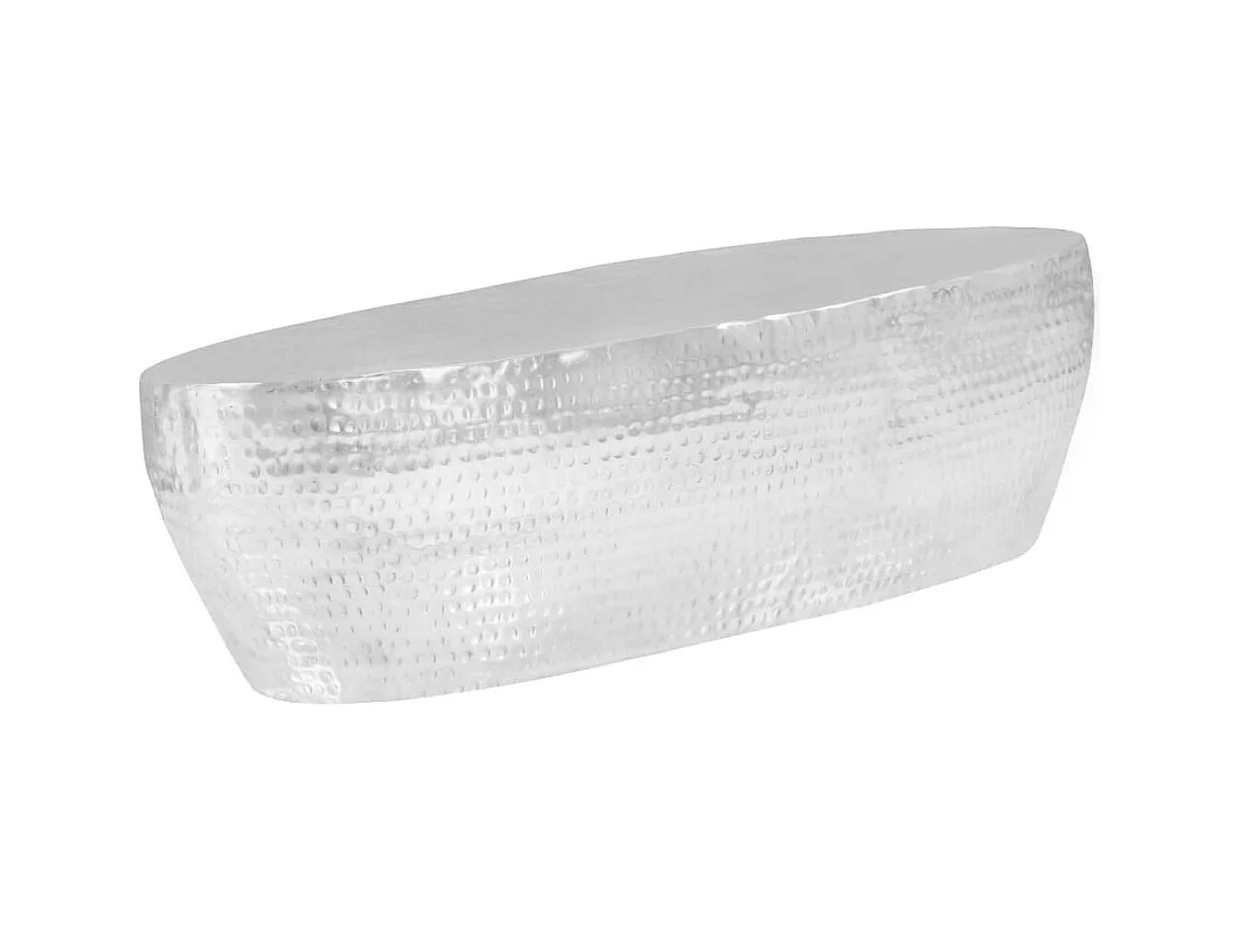 Table basse martelée Argenté 100 x 50 x 28 cm Aluminium