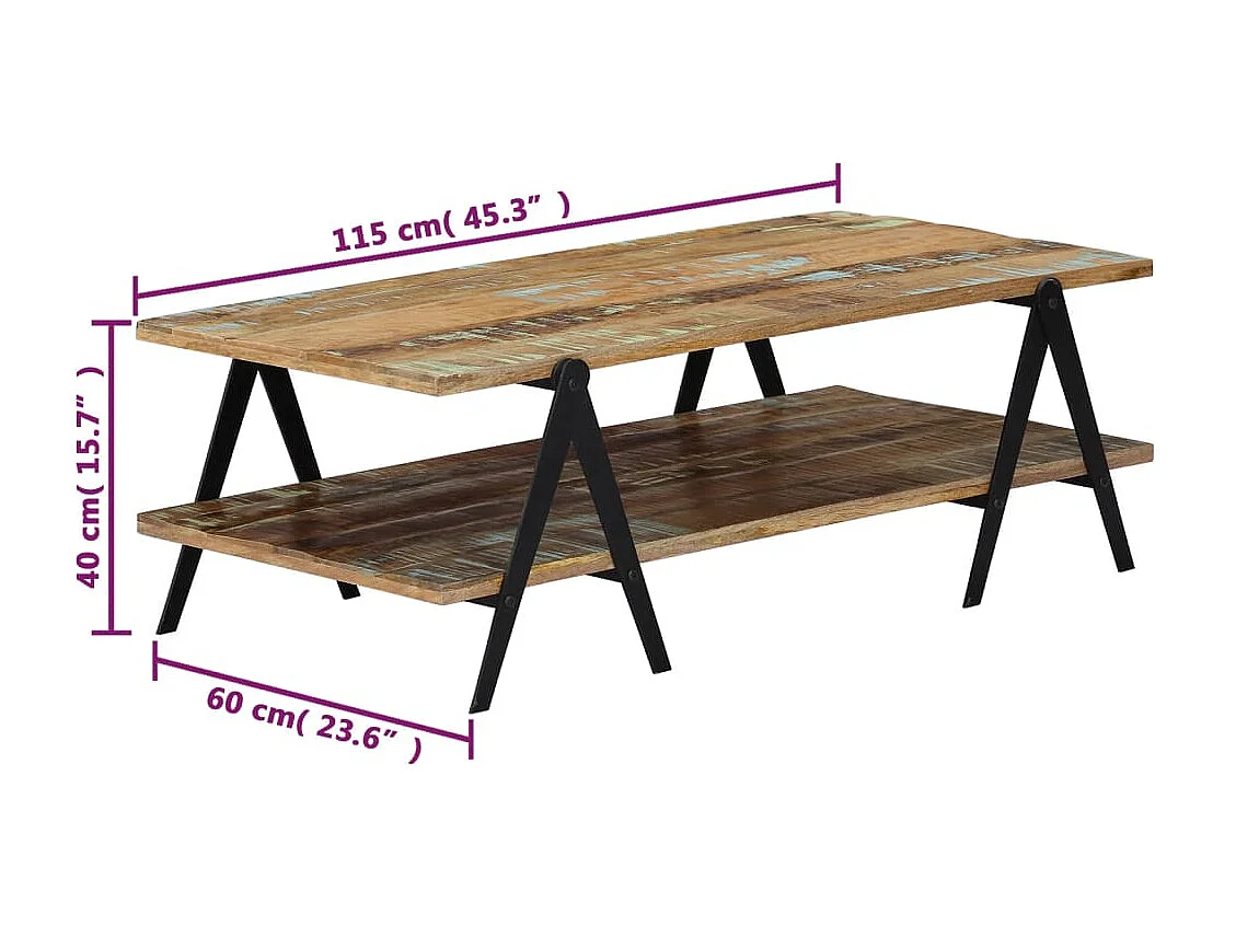 Table basse 115x60x40 cm Bois de récupération massif
