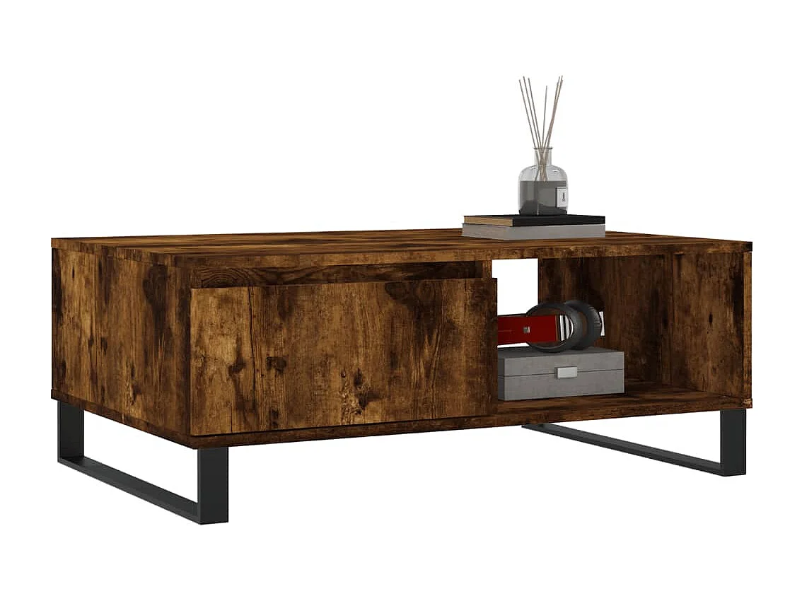 Salontafel 90x60x35 cm bewerkt hout gerookt eikenkleurig