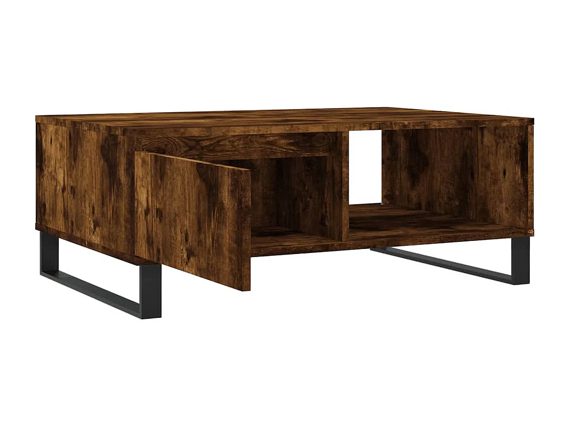 Salontafel 90x60x35 cm bewerkt hout gerookt eikenkleurig