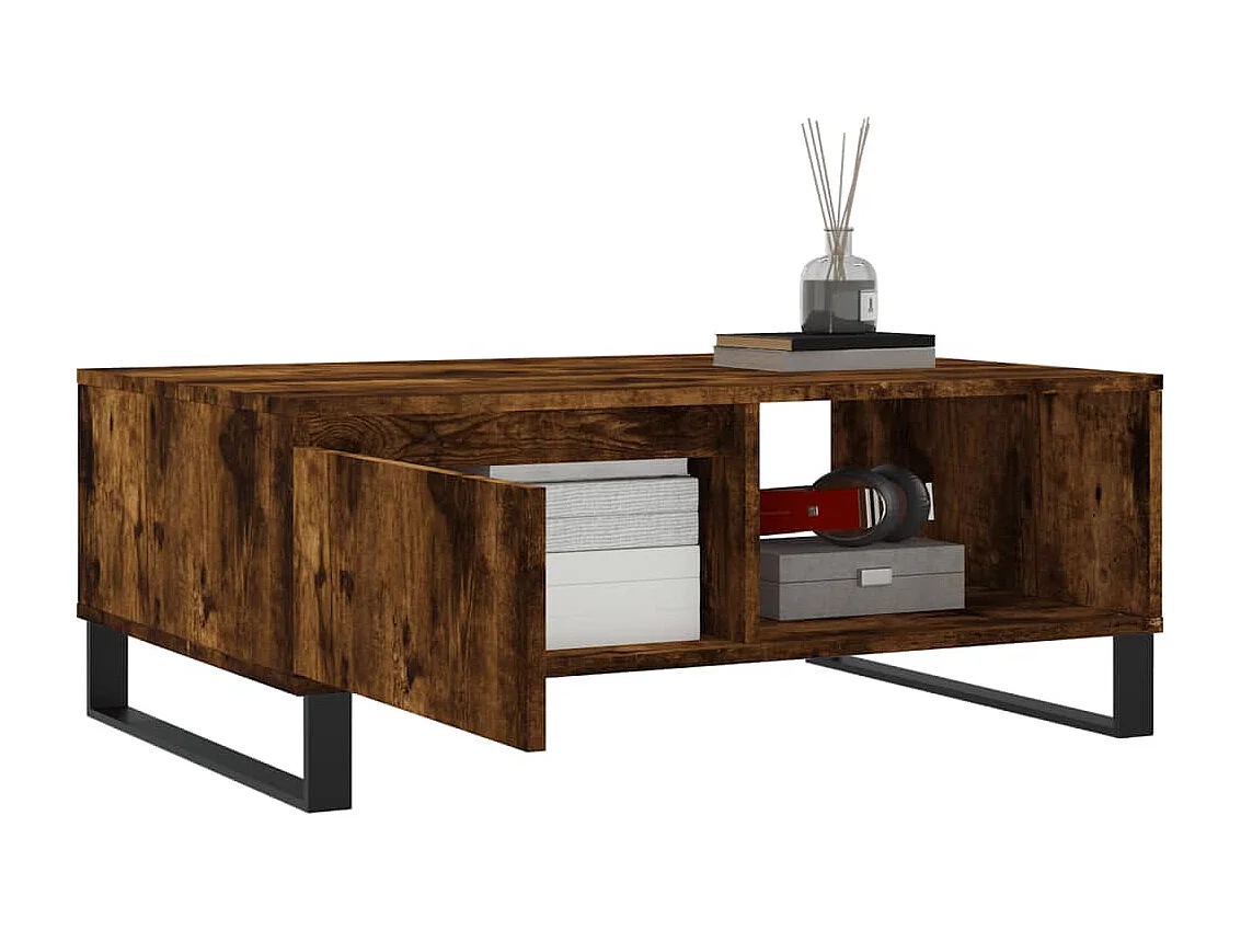 Table basse chêne fumé 90x60x35 cm bois d'ingénierie