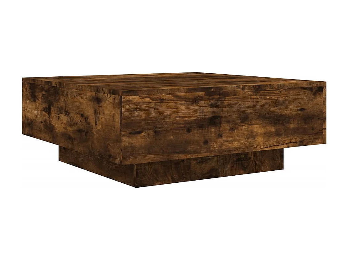 Table basse avec lumières LED chêne fumé 80x80x31 cm