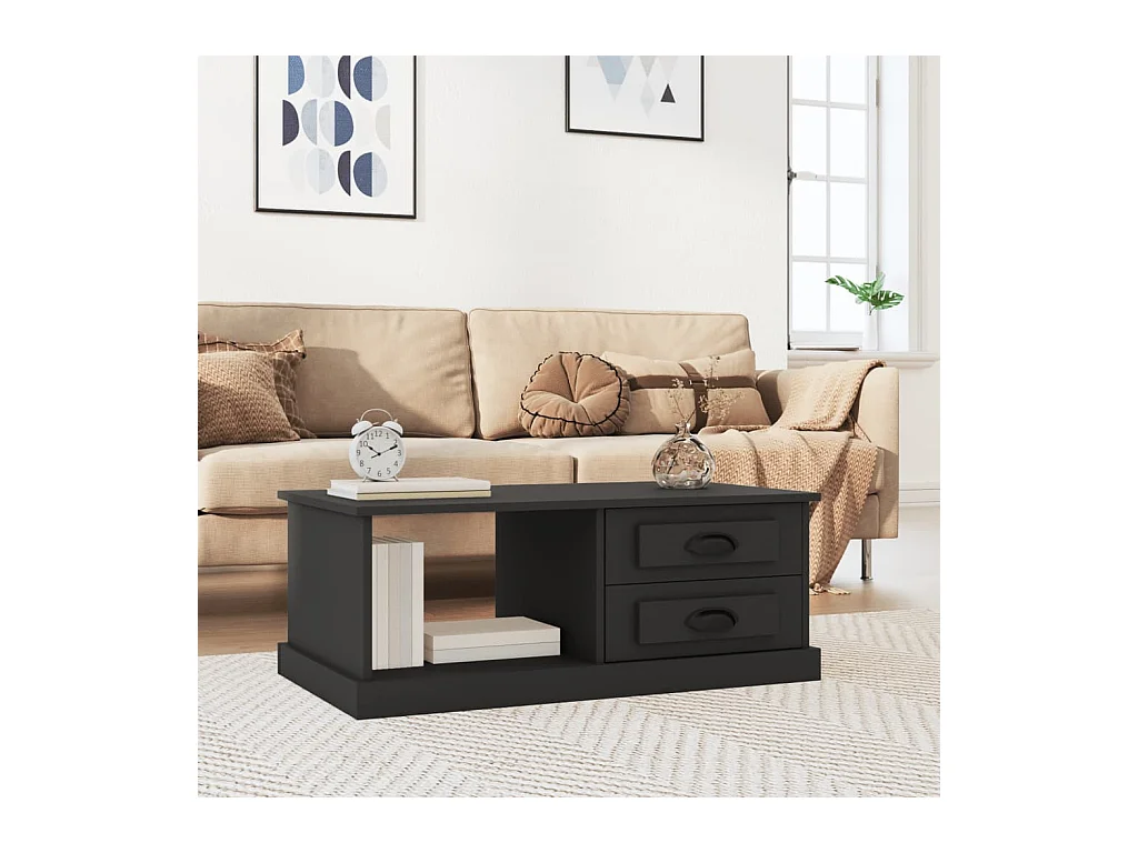 Table basse Noir 90x50x35 cm Bois d'ingénierie