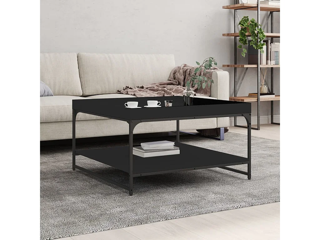 Mesa de centro 80x80x45 cm derivados de madeira/ferro preto