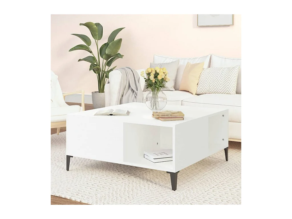 Mesa de centro madera contrachapada blanco 80x80x36,5 cm