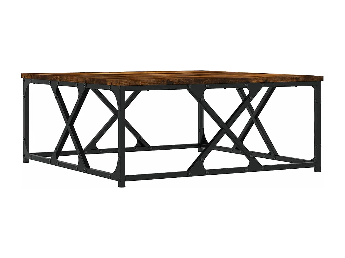 Table basse chêne fumé 70x70x30 cm bois d'ingénierie