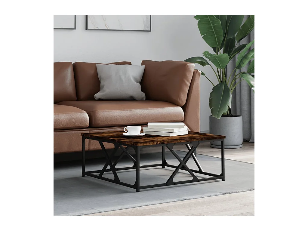Table basse chêne fumé 70x70x30 cm bois d'ingénierie