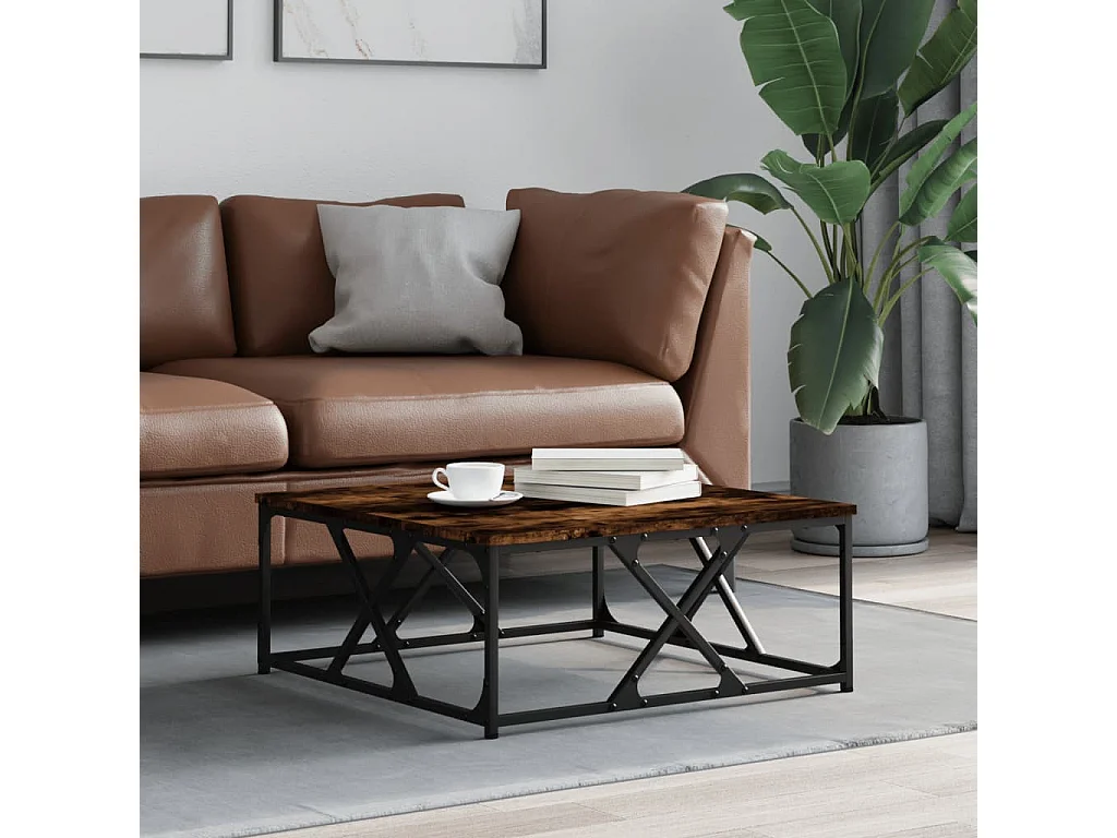 Mesa de centro madera contrachapada roble ahumado 70x70x30 cm