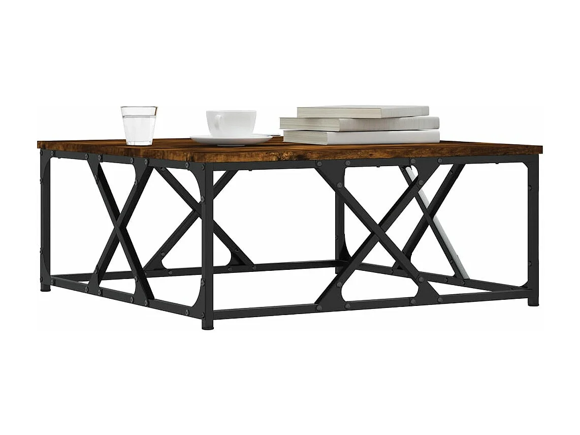 Mesa de centro madera contrachapada roble ahumado 70x70x30 cm