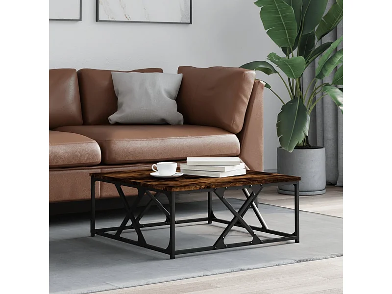 Table basse chêne fumé 70x70x30 cm bois d'ingénierie