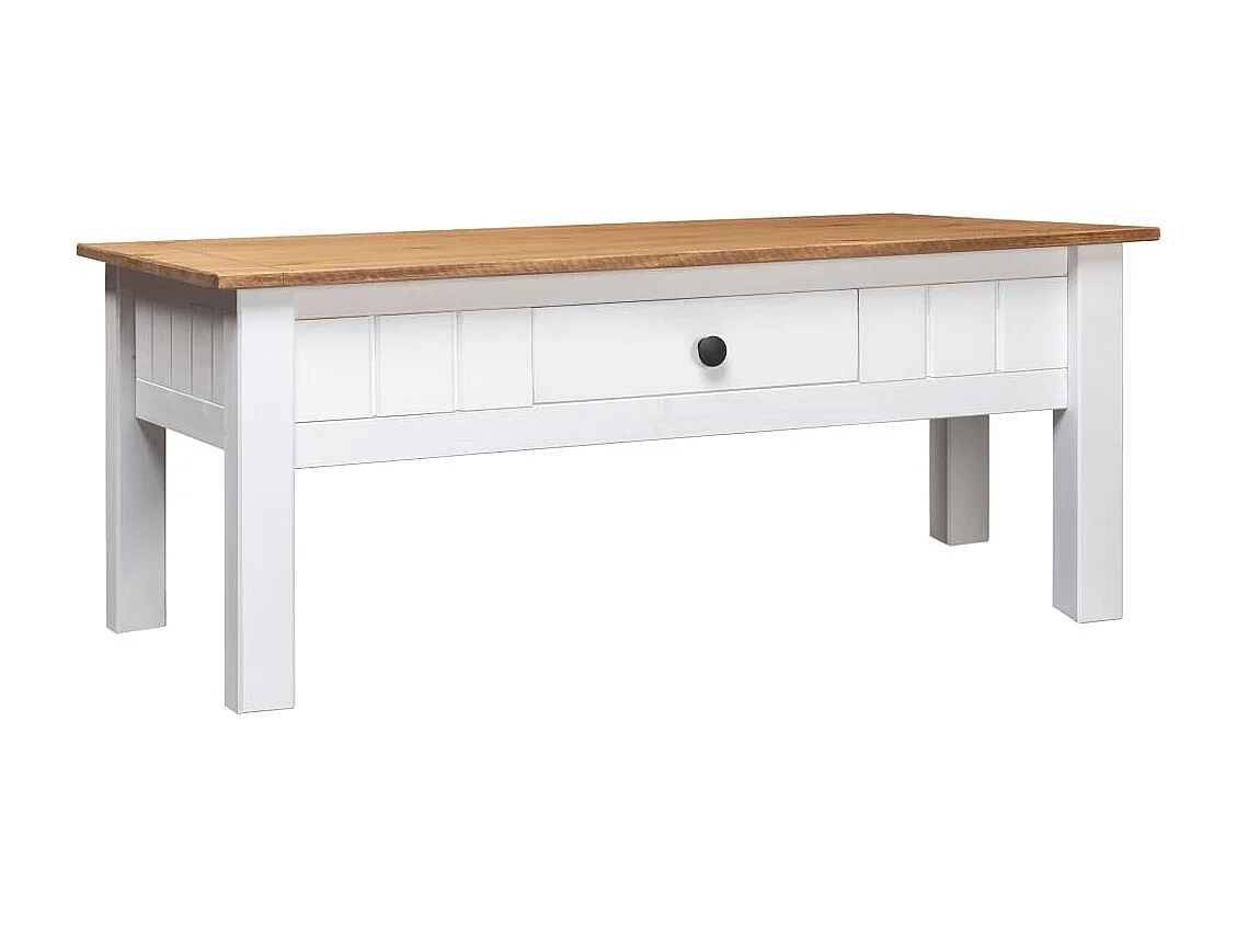 Table basse Blanc 100x60x45 cm Pin massif Assortiment Panama