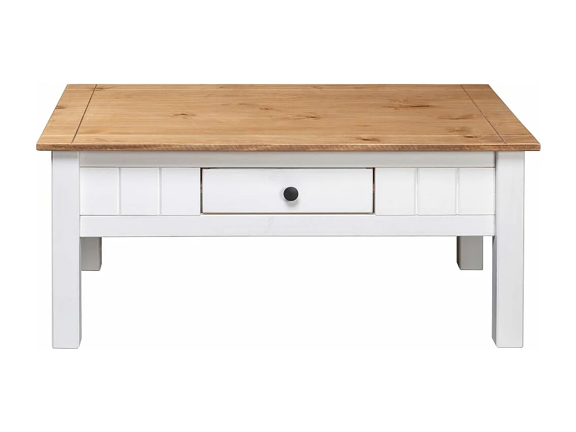 Table basse Blanc 100x60x45 cm Pin massif Assortiment Panama