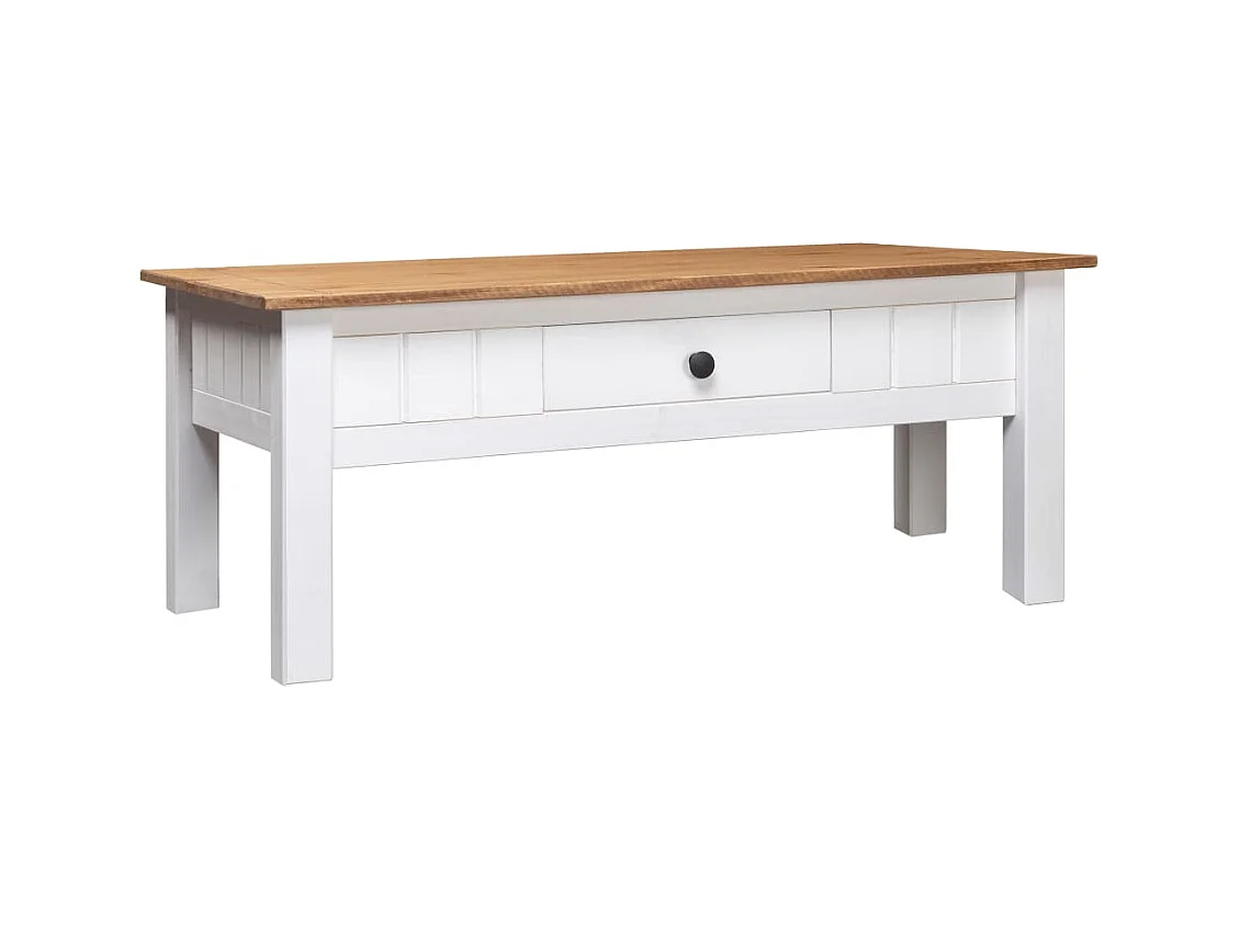 Table basse Blanc 100x60x45 cm Pin massif Assortiment Panama