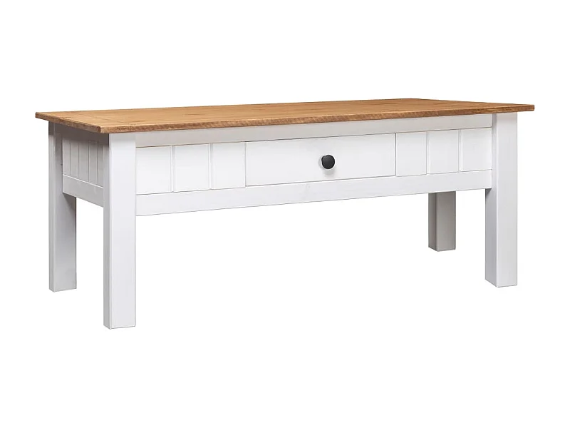 Mesa de centro 100x60x45 cm pinho maciço Panama branco