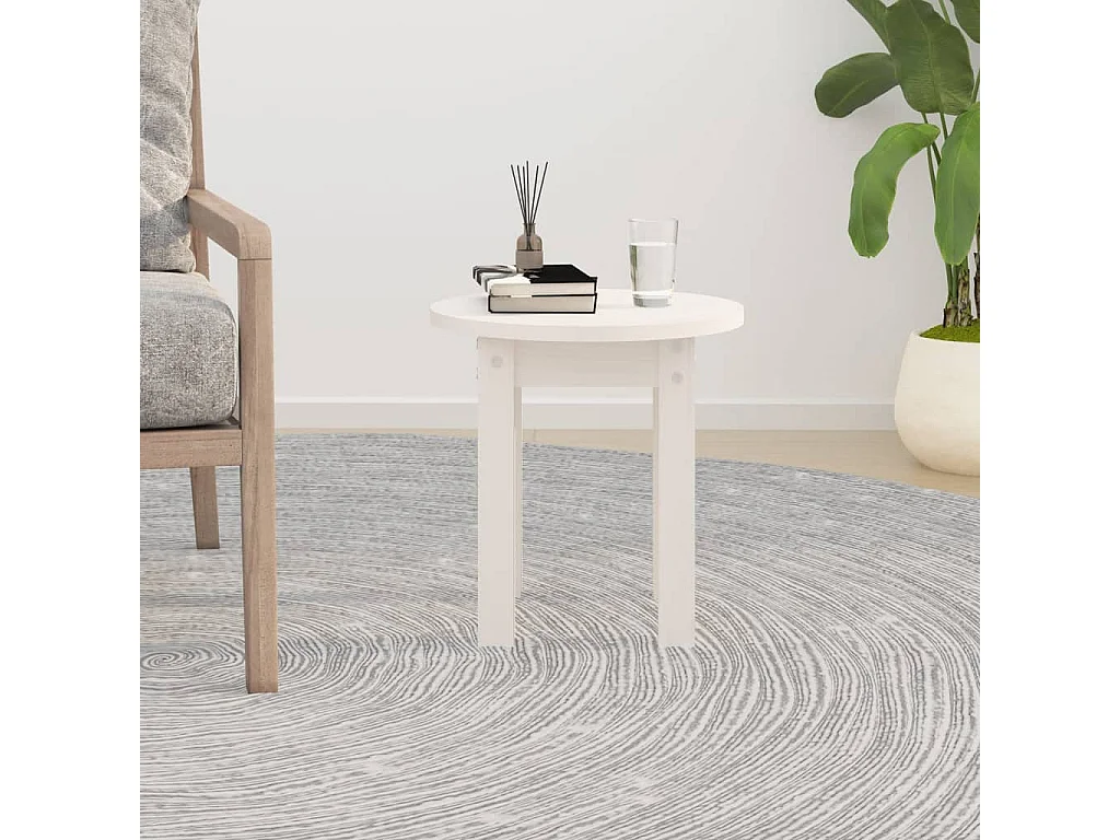 Salontafel Ø 35x35 cm massief grenenhout wit