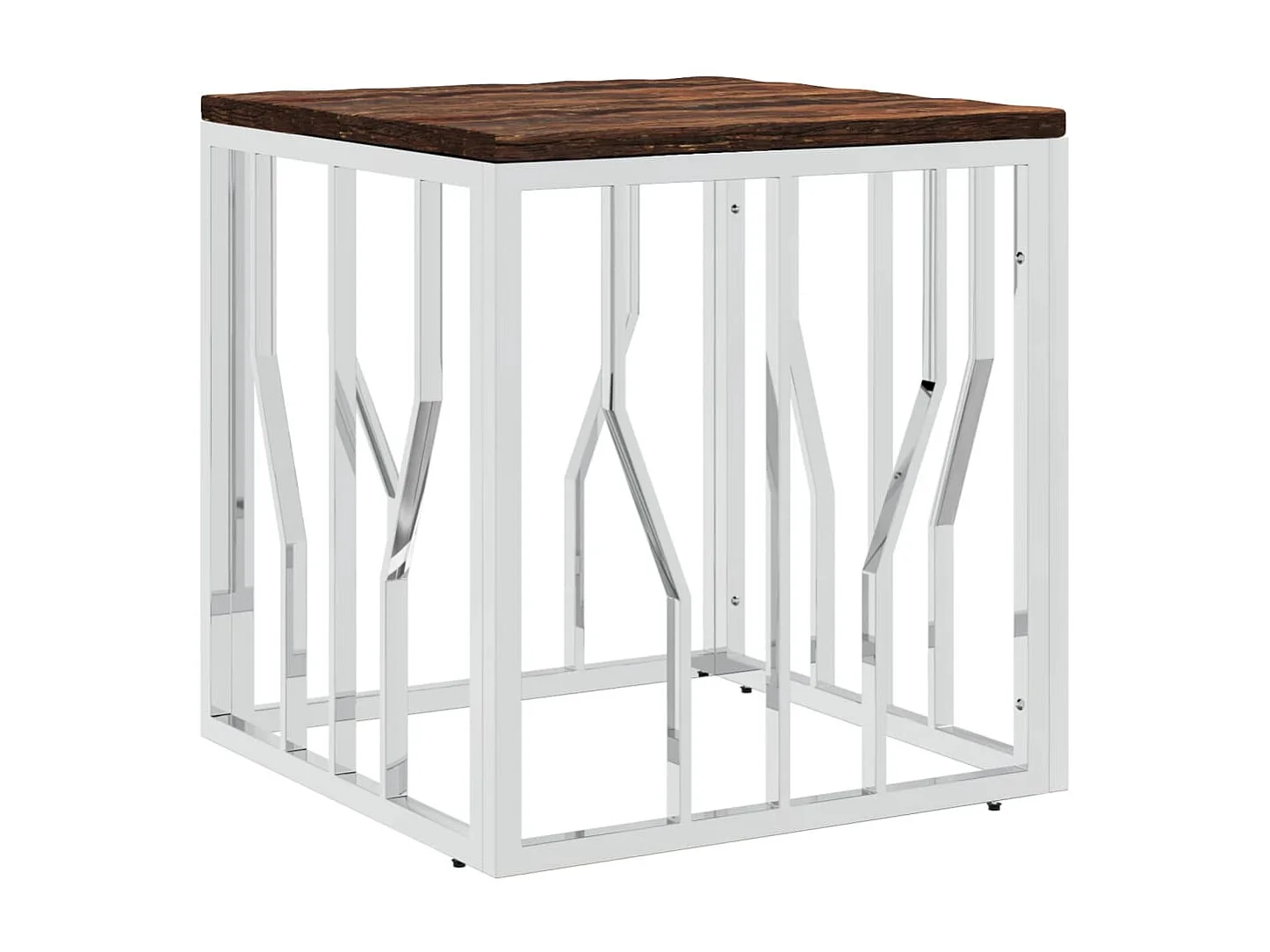 Salontafel roestvrij staal en massief gerecycled hout zilver