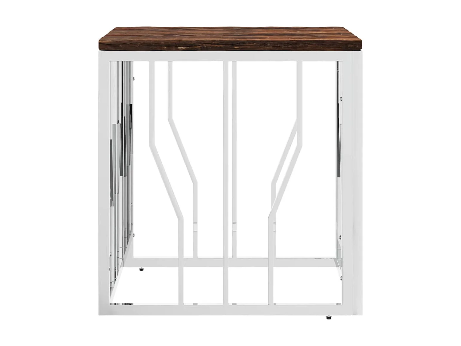 Salontafel roestvrij staal en massief gerecycled hout zilver