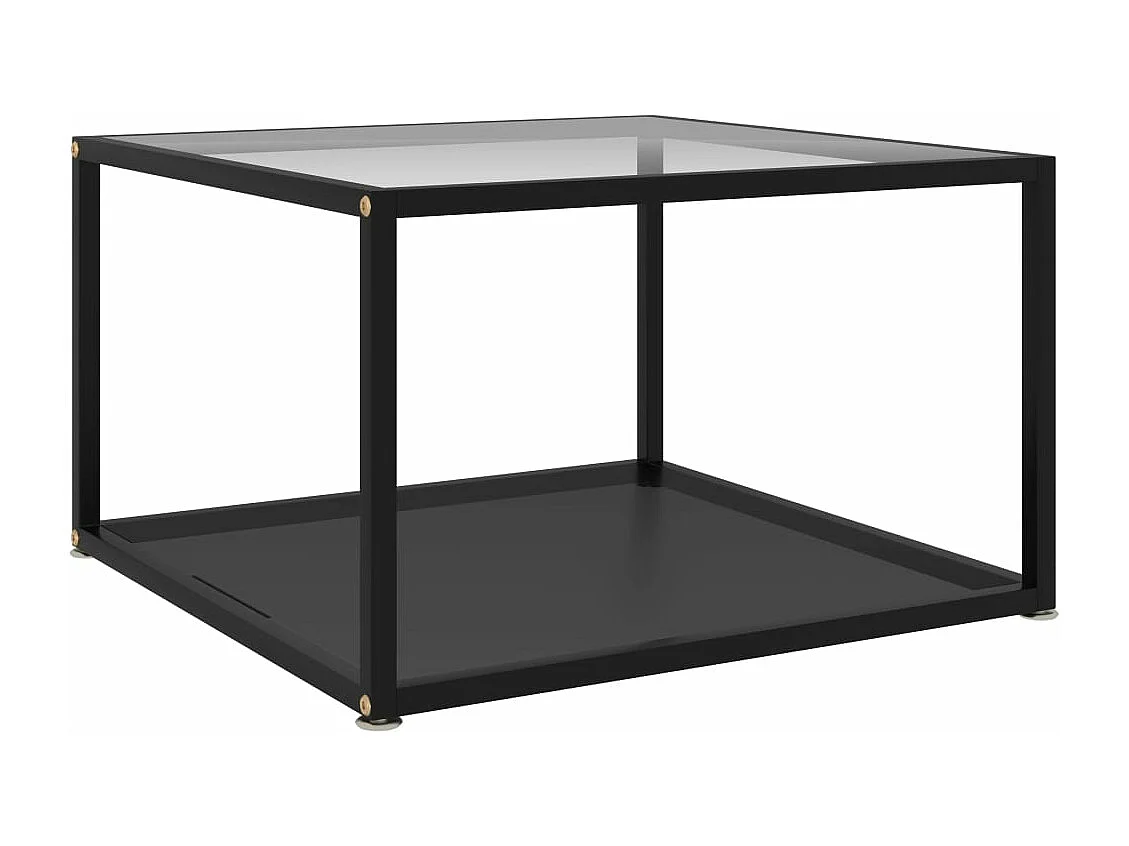 Mesa de centro transparente vidrio templado y negro 60x60x35 cm