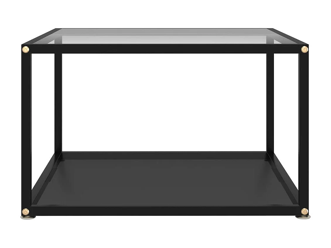 Mesa de centro transparente vidrio templado y negro 60x60x35 cm