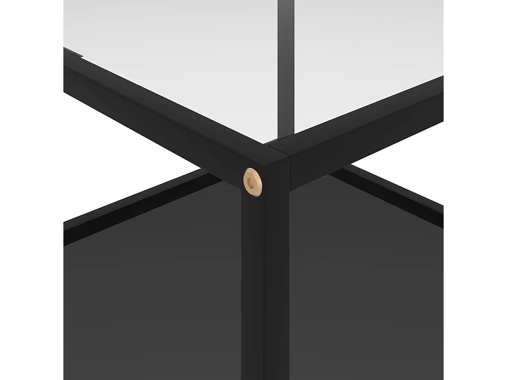 Mesa de centro transparente vidrio templado y negro 60x60x35 cm