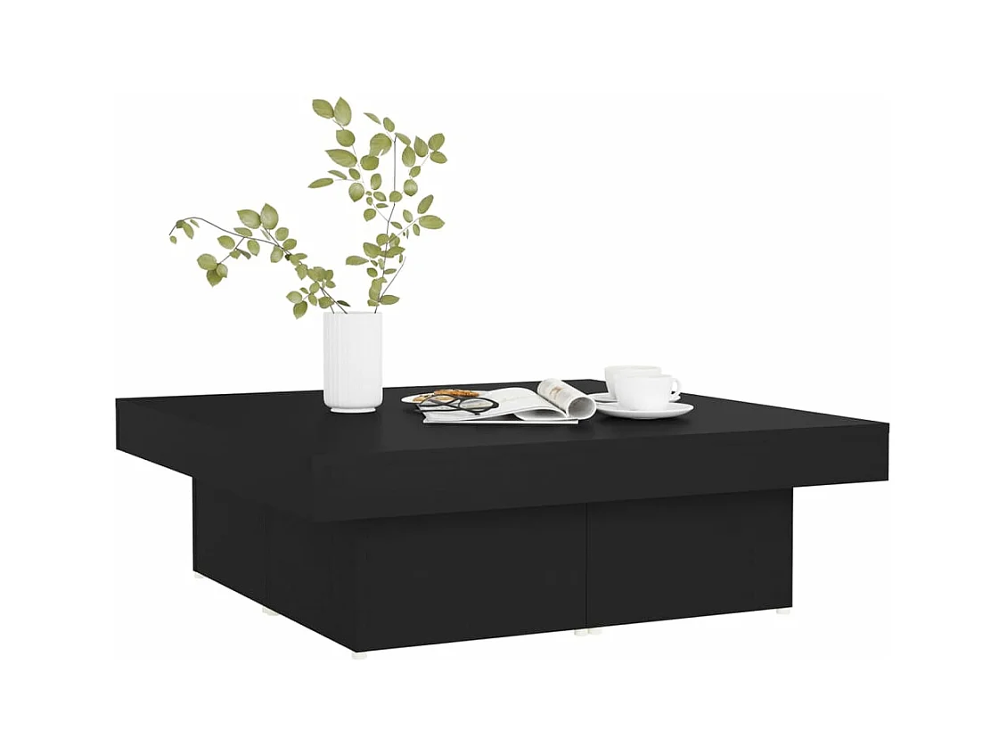 Mesa de centro madera contrachapada negro 90x90x28 cm