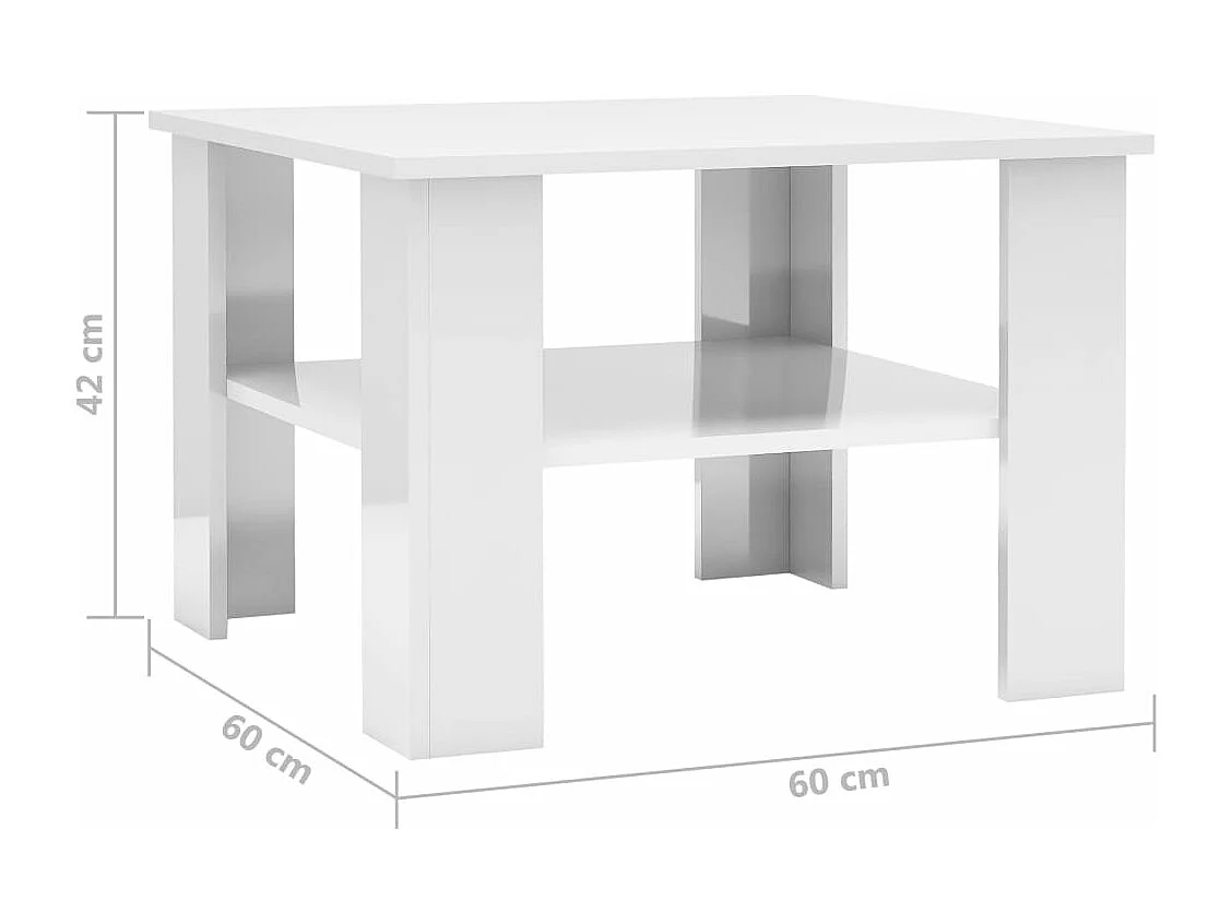 Table basse Blanc brillant 60 x 60 x 42 cm Aggloméré