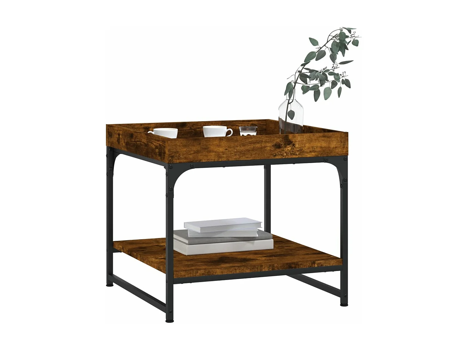 Table basse chêne fumé 49,5x49,5x45 cm bois d'ingénierie