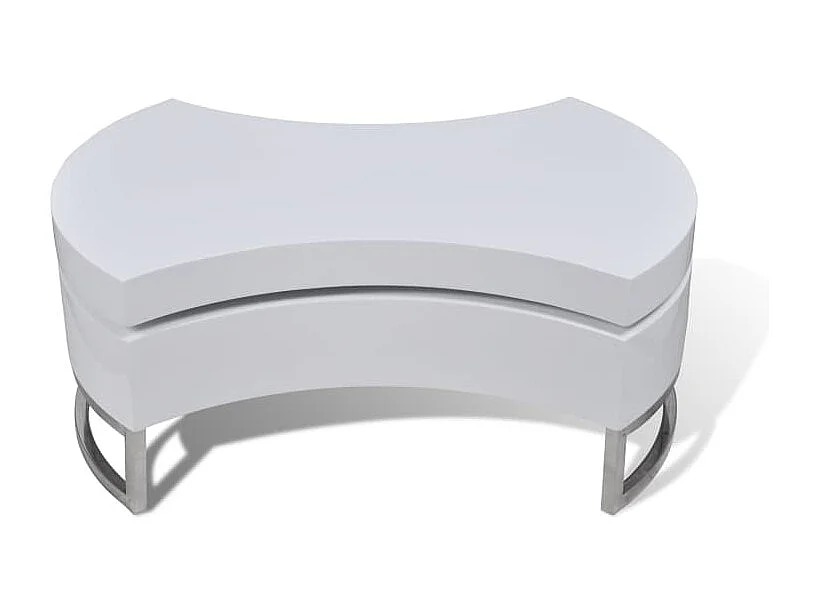 Table basse à forme réglable Haute brillance Blanc