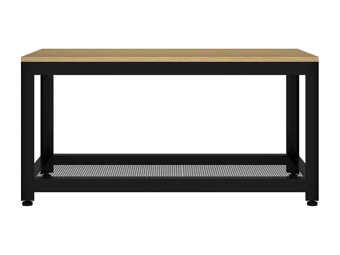 Mesita de centro MDF y hierro marrón claro y negro 90x45x45 cm