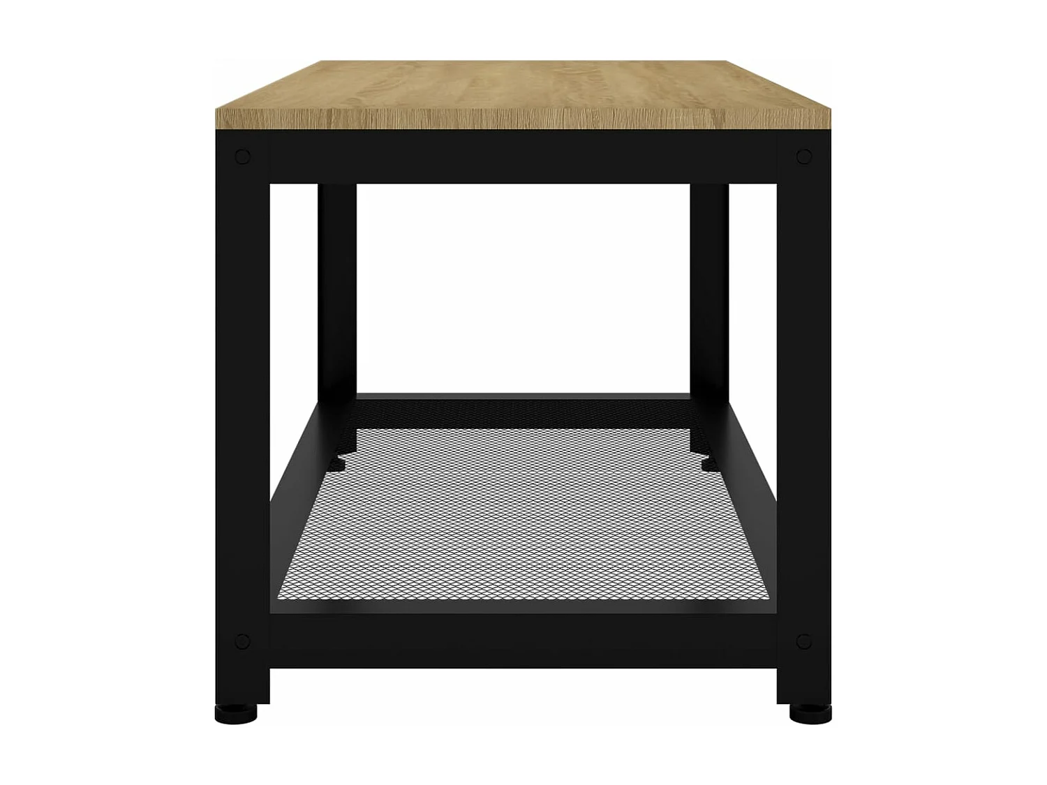 Mesita de centro MDF y hierro marrón claro y negro 90x45x45 cm