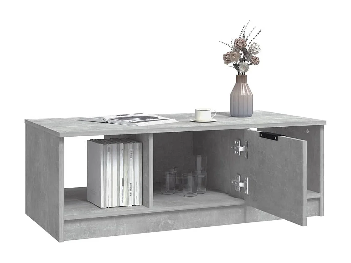 Table basse gris béton 102x50x36 cm bois d'ingénierie