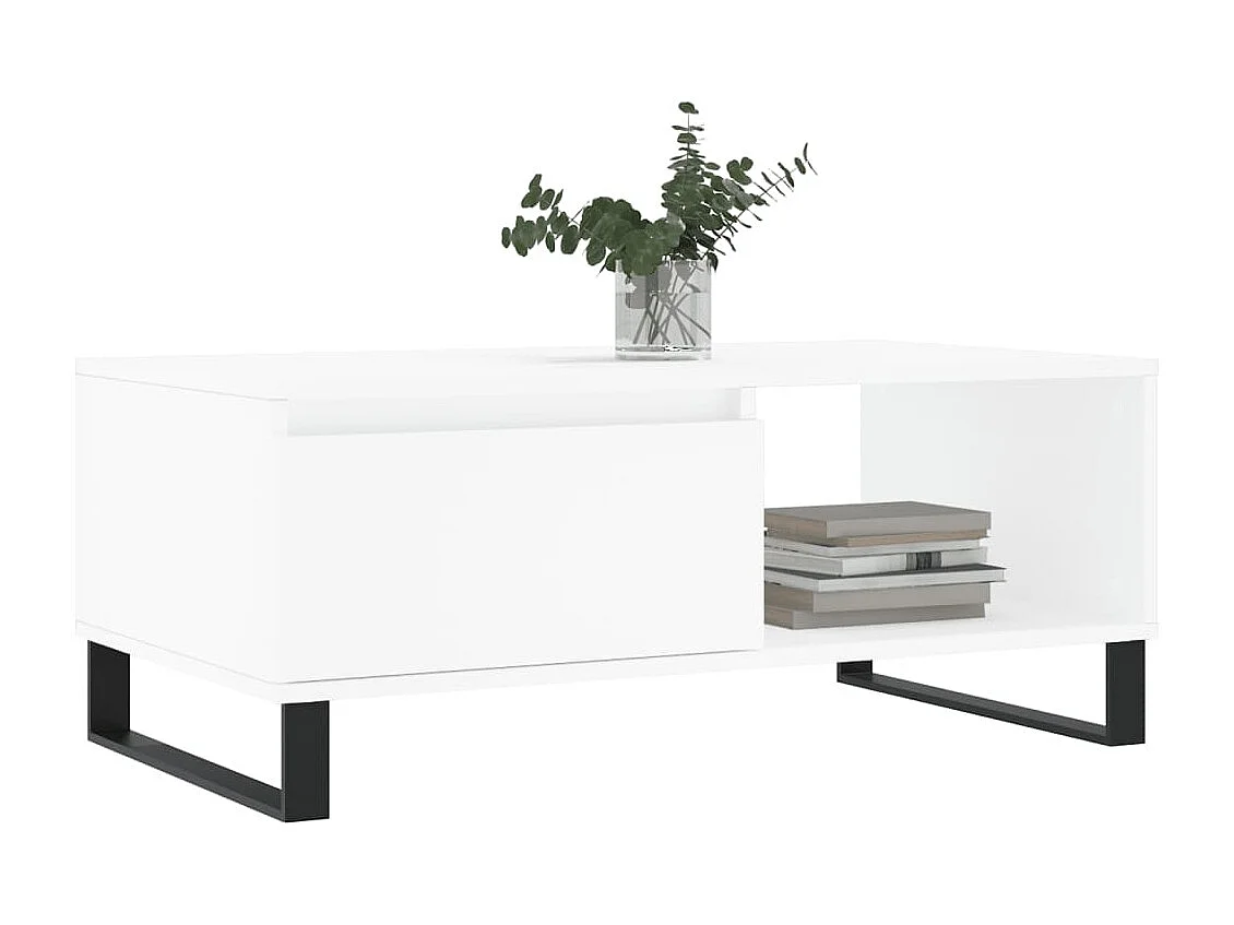 Salontafel 90x50x36,5 cm bewerkt hout wit