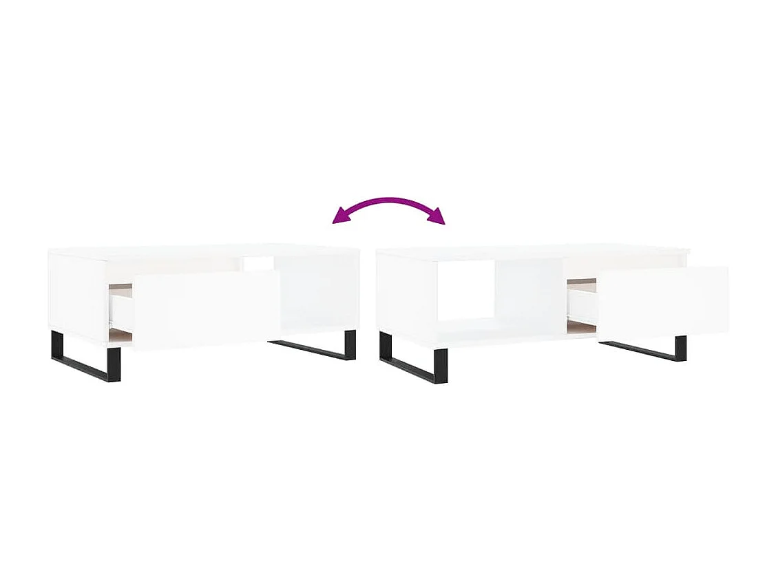 Salontafel 90x50x36,5 cm bewerkt hout wit