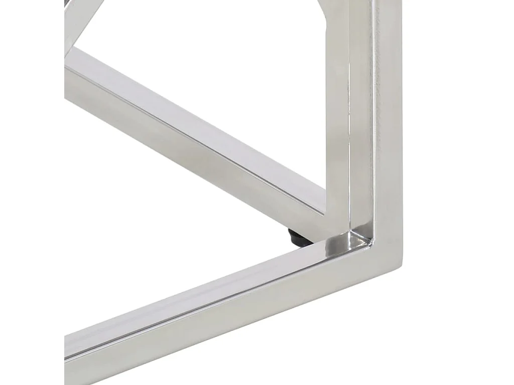 Table basse argenté inox et bois de mélèze massif