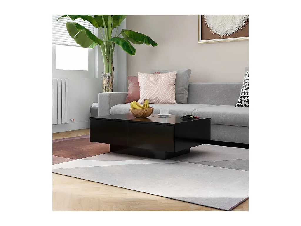 Table basse Noir 90x60x31 cm Aggloméré