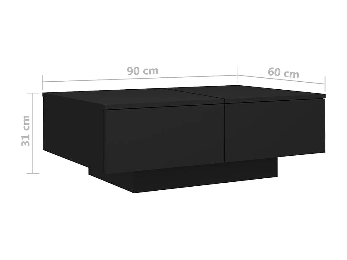 Table basse Noir 90x60x31 cm Aggloméré