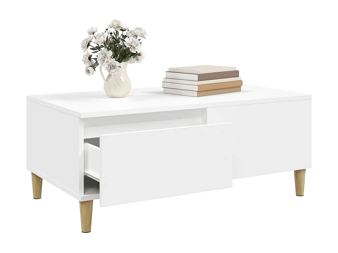 Table basse Blanc 90x50x36,5 cm Bois d'ingénierie