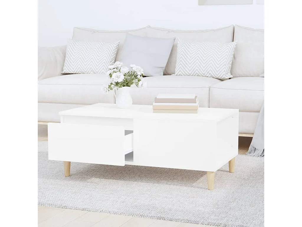 Table basse Blanc 90x50x36,5 cm Bois d'ingénierie