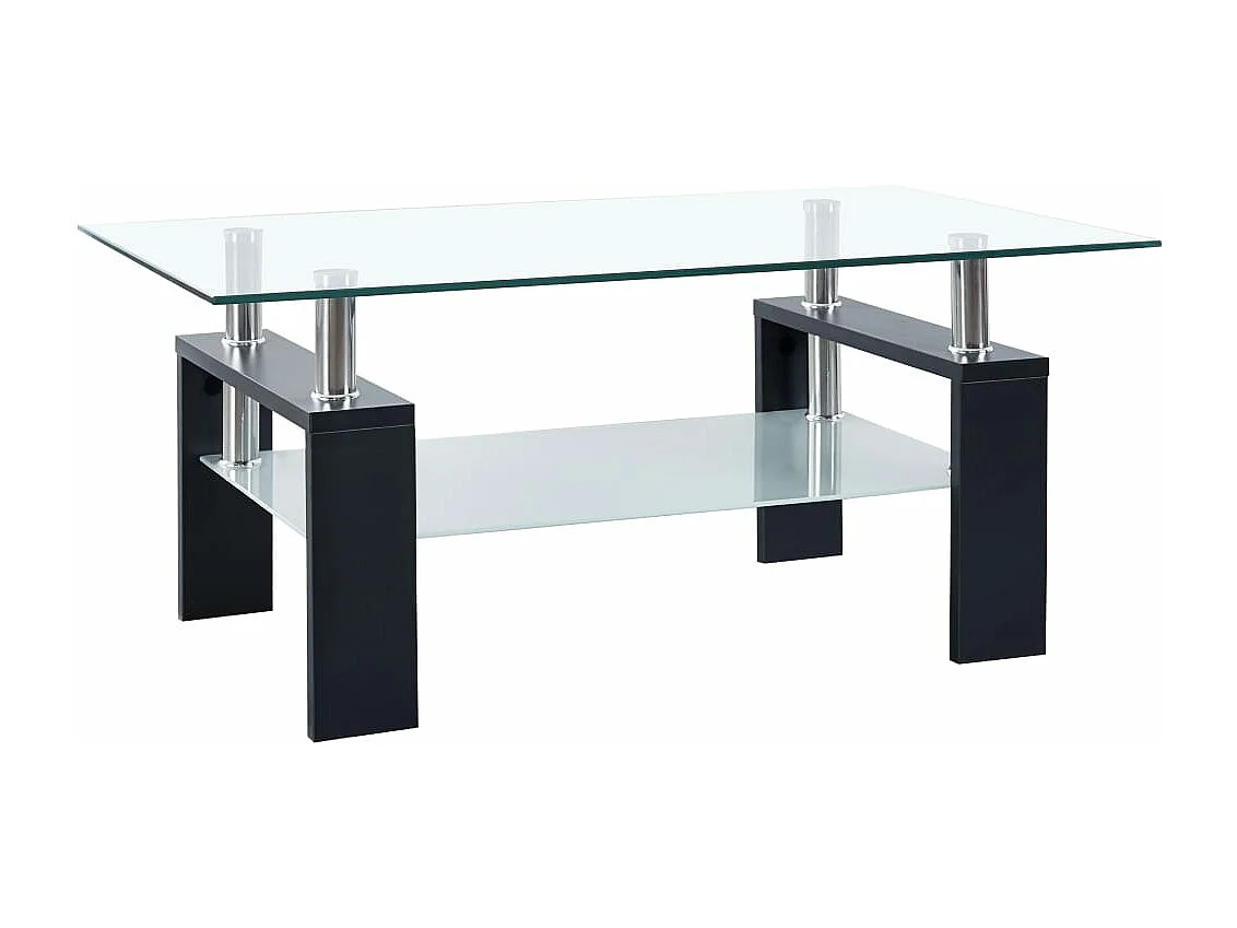 Mesa de centro vidrio templado negro transparente 95x55x40 cm