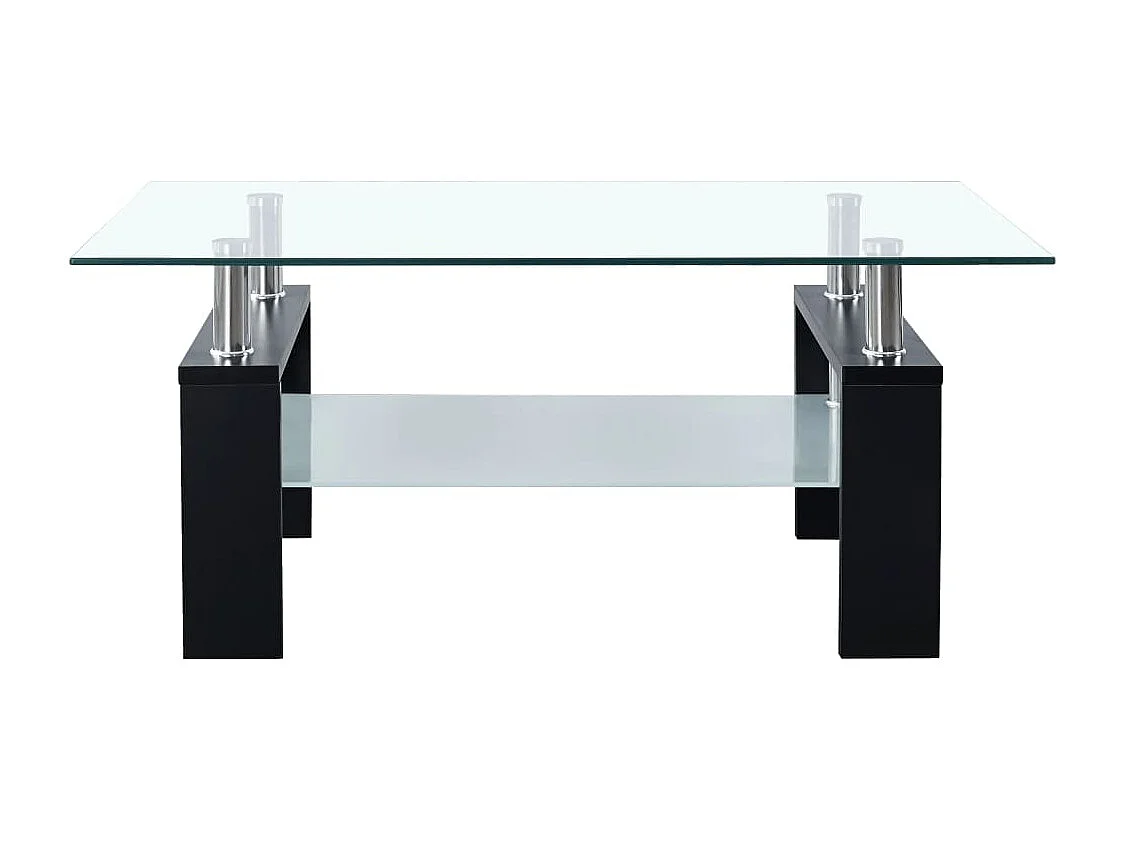 Mesa de centro vidrio templado negro transparente 95x55x40 cm