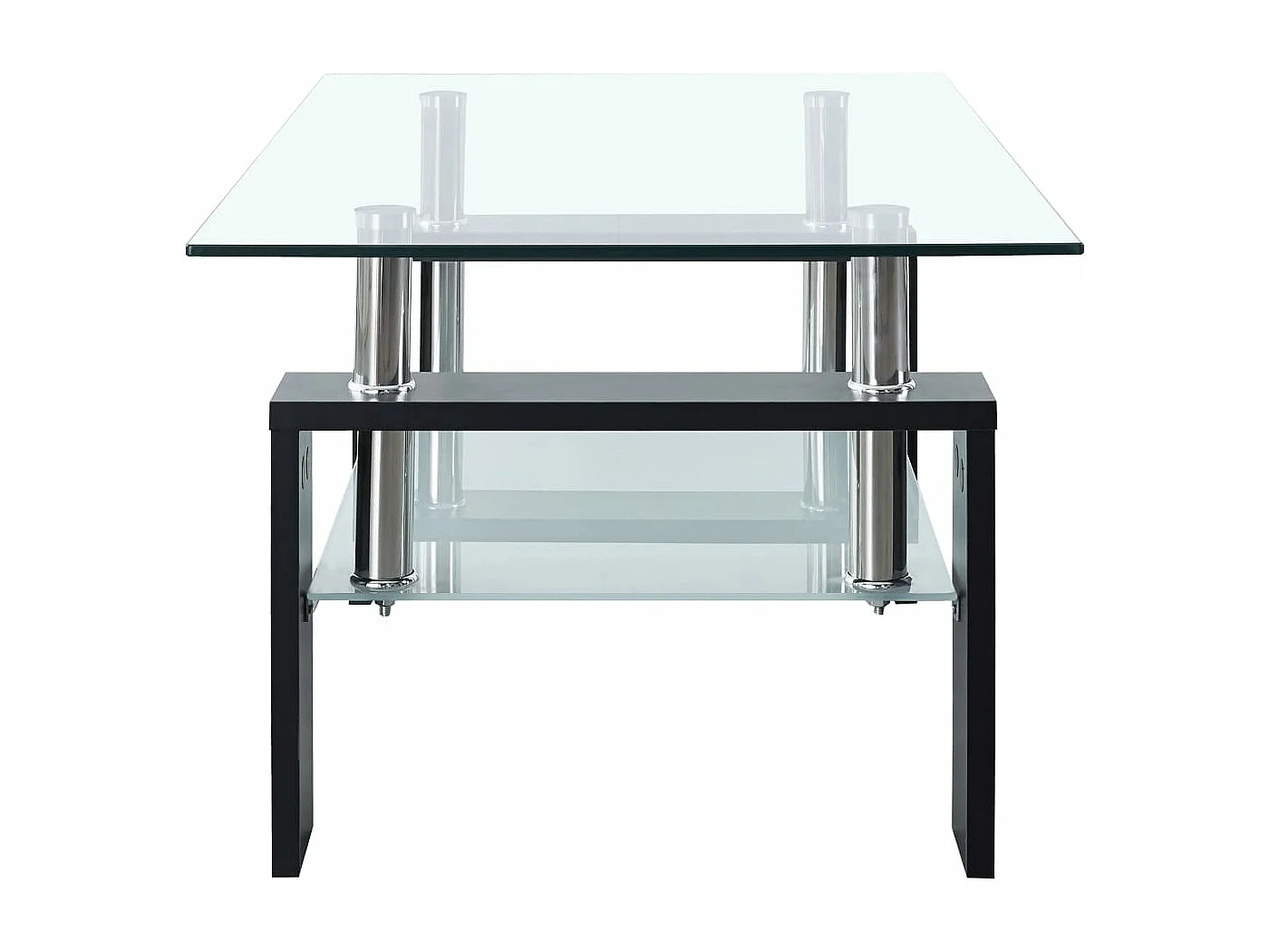 Mesa de centro vidrio templado negro transparente 95x55x40 cm