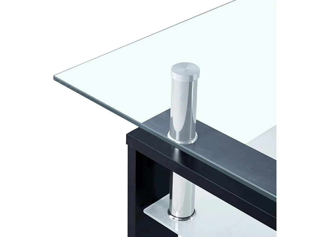 Mesa de centro vidrio templado negro transparente 95x55x40 cm