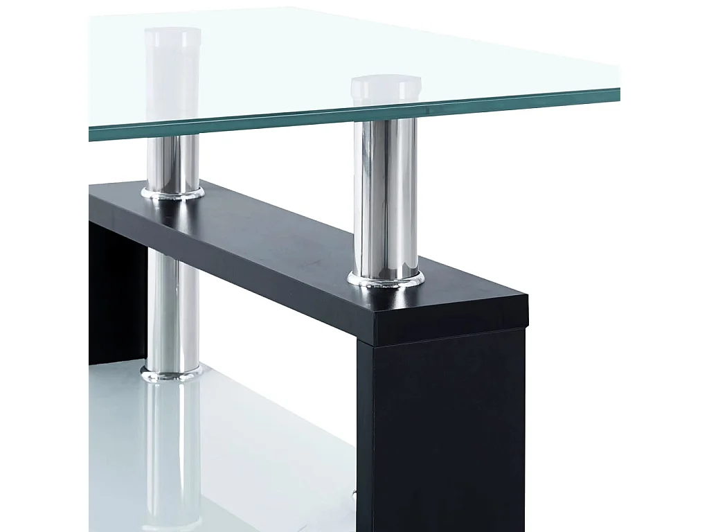 Mesa de centro vidrio templado negro transparente 95x55x40 cm