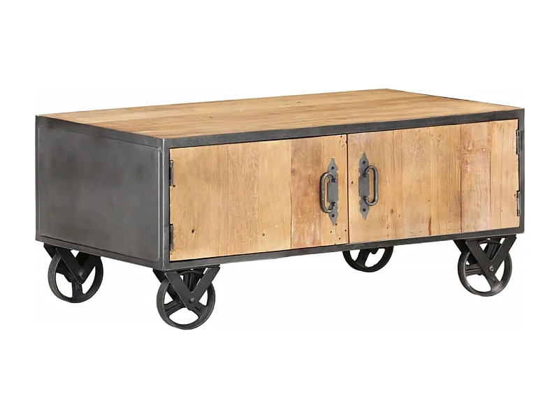 Mesa de centro de madera maciza reciclada 90x50x39 cm