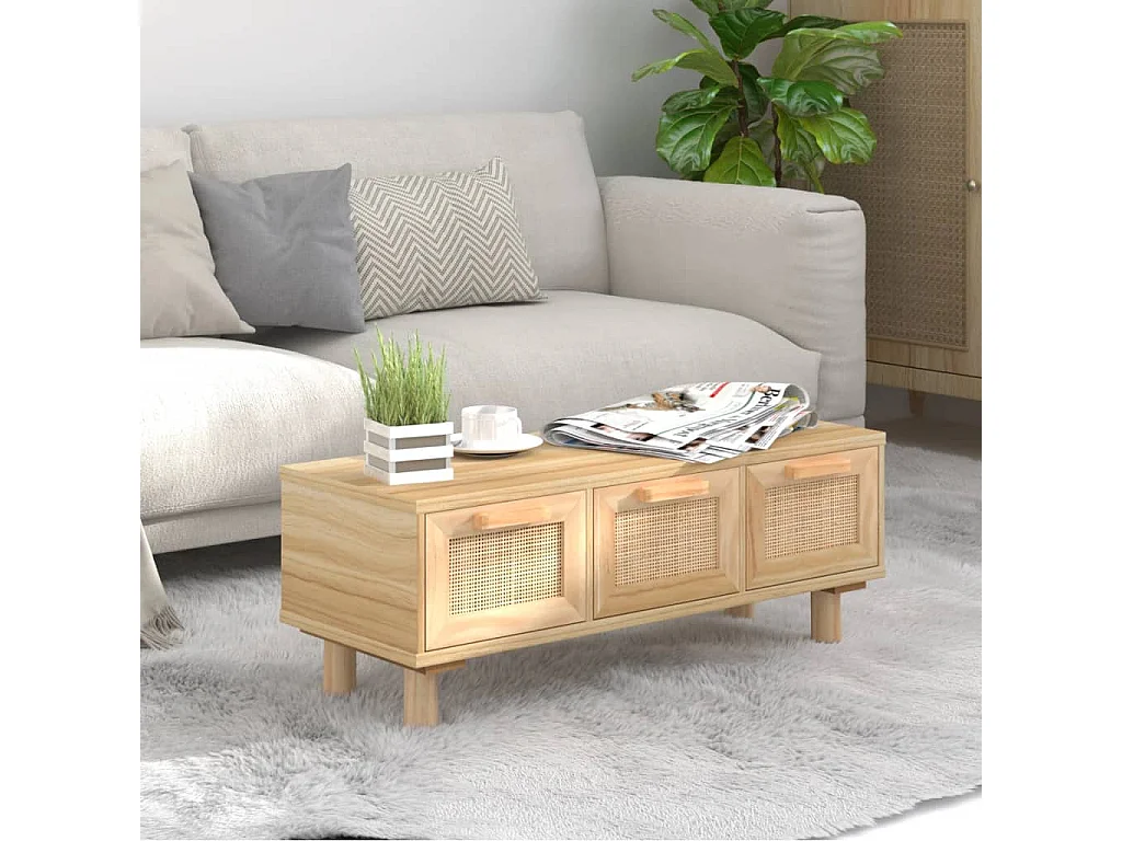 Table basse Marron 80x40x30 cm Bois d'ingénierie et pin massif